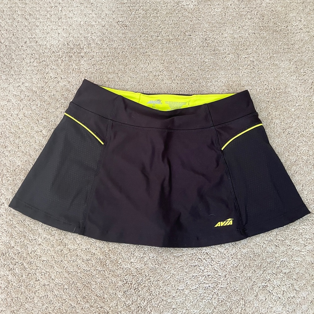 Black & Neon Green Tennis Skirt
